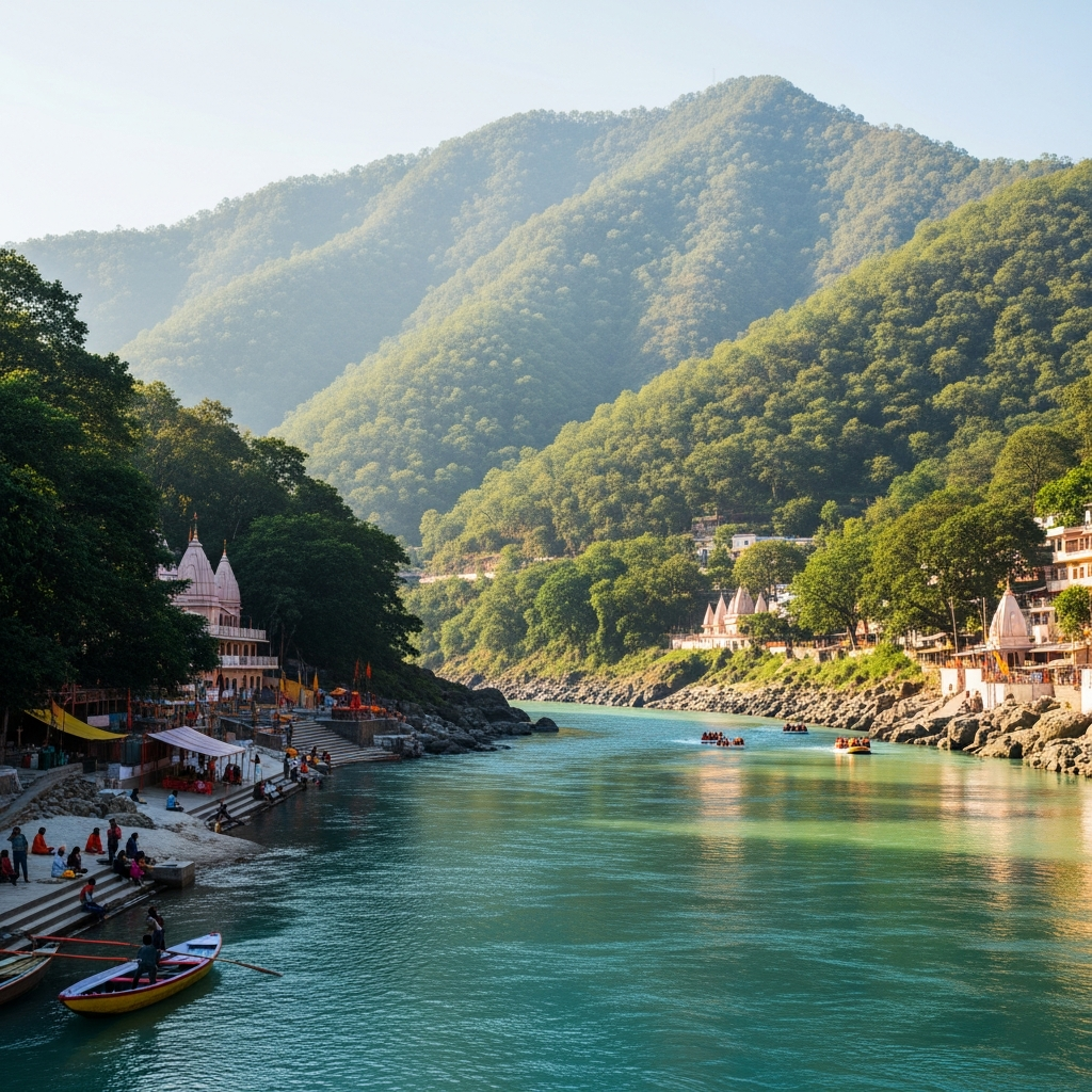 Rishikesh Ganga river and temples